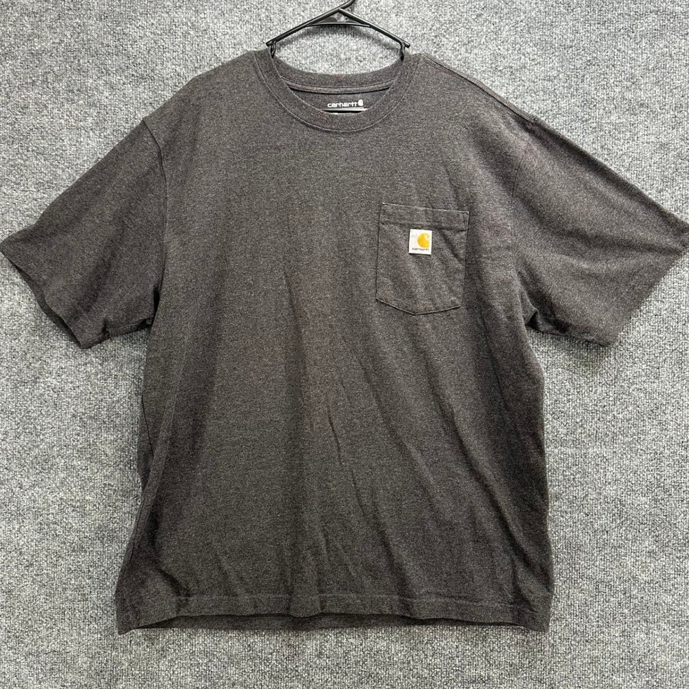 Carhartt K87 Mens Loose Fit Workwear Pocket T-Shirt Charcoal Heather Gray Large
